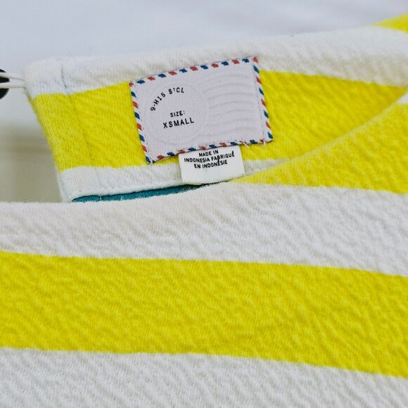 Postmark Ellie Top XS Yellow White Stripe Flutter Sleeve Scallop Bright Dopamine - Picture 2 of 10